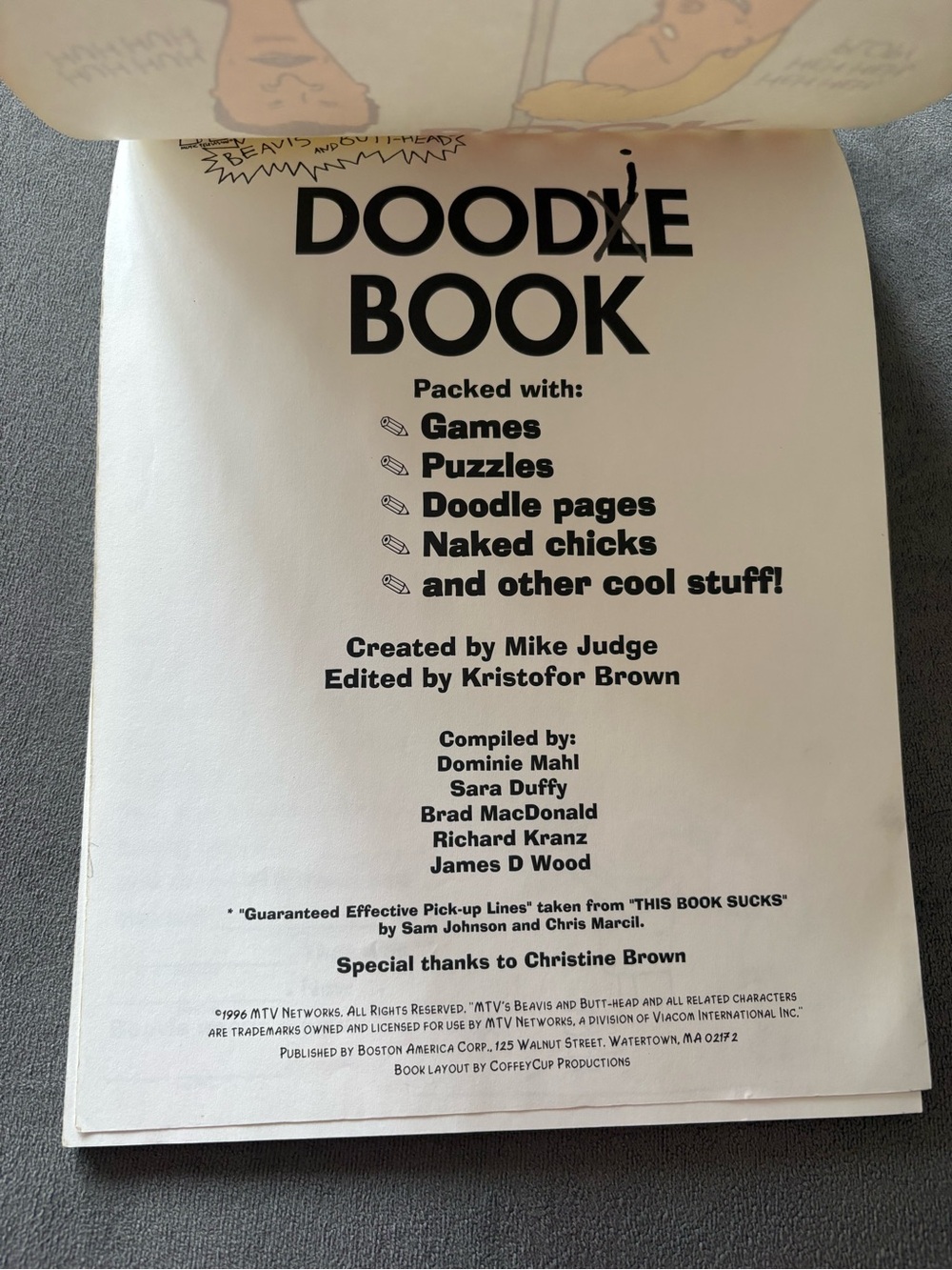 MTV Beavis & Butthead Unused Doodle Doodie Book Cool Stuff to Like, Do - Picture 3 of 12
